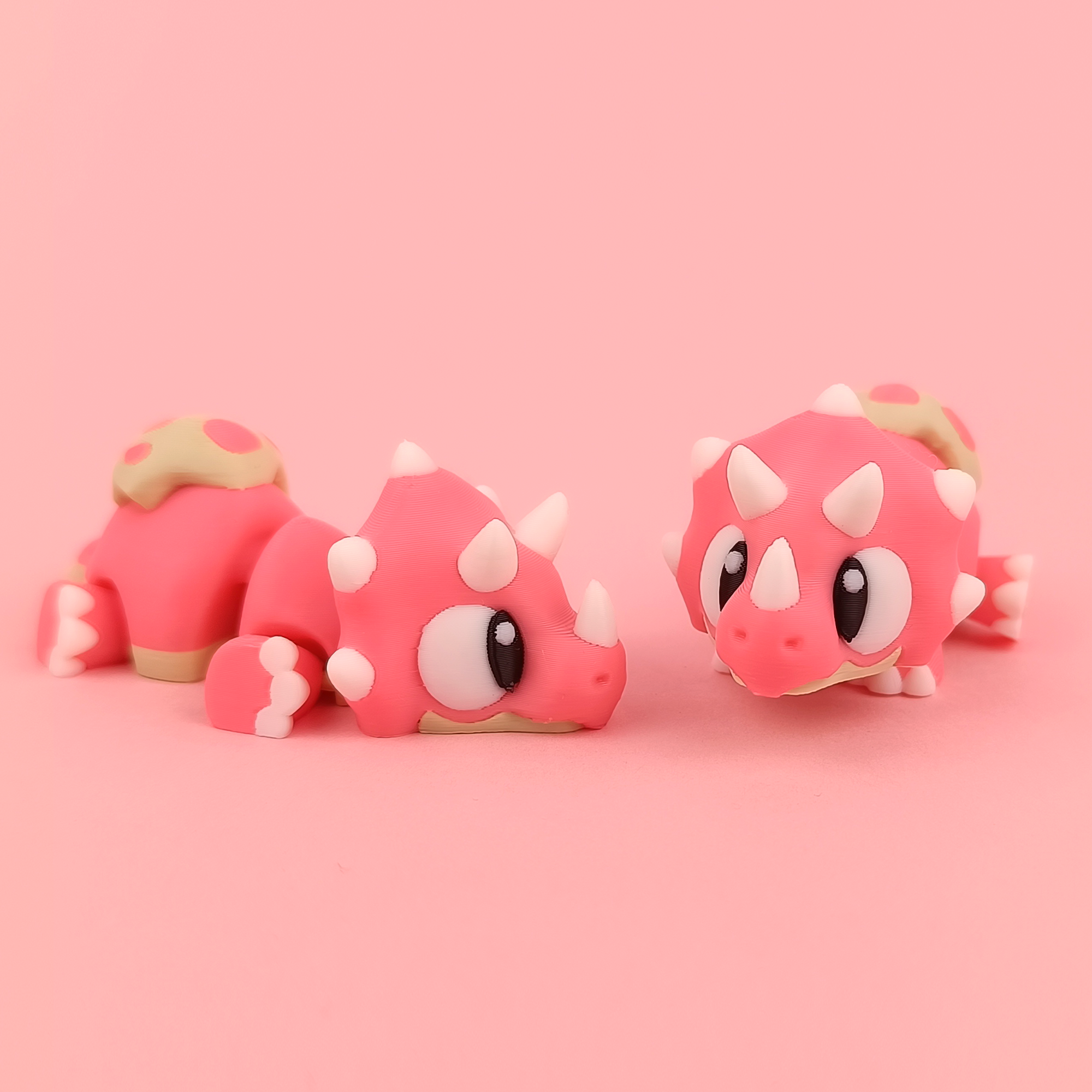 Flexi Baby Triceratops - Figurina 3D Dinozaur Kawaii Roz Articulat