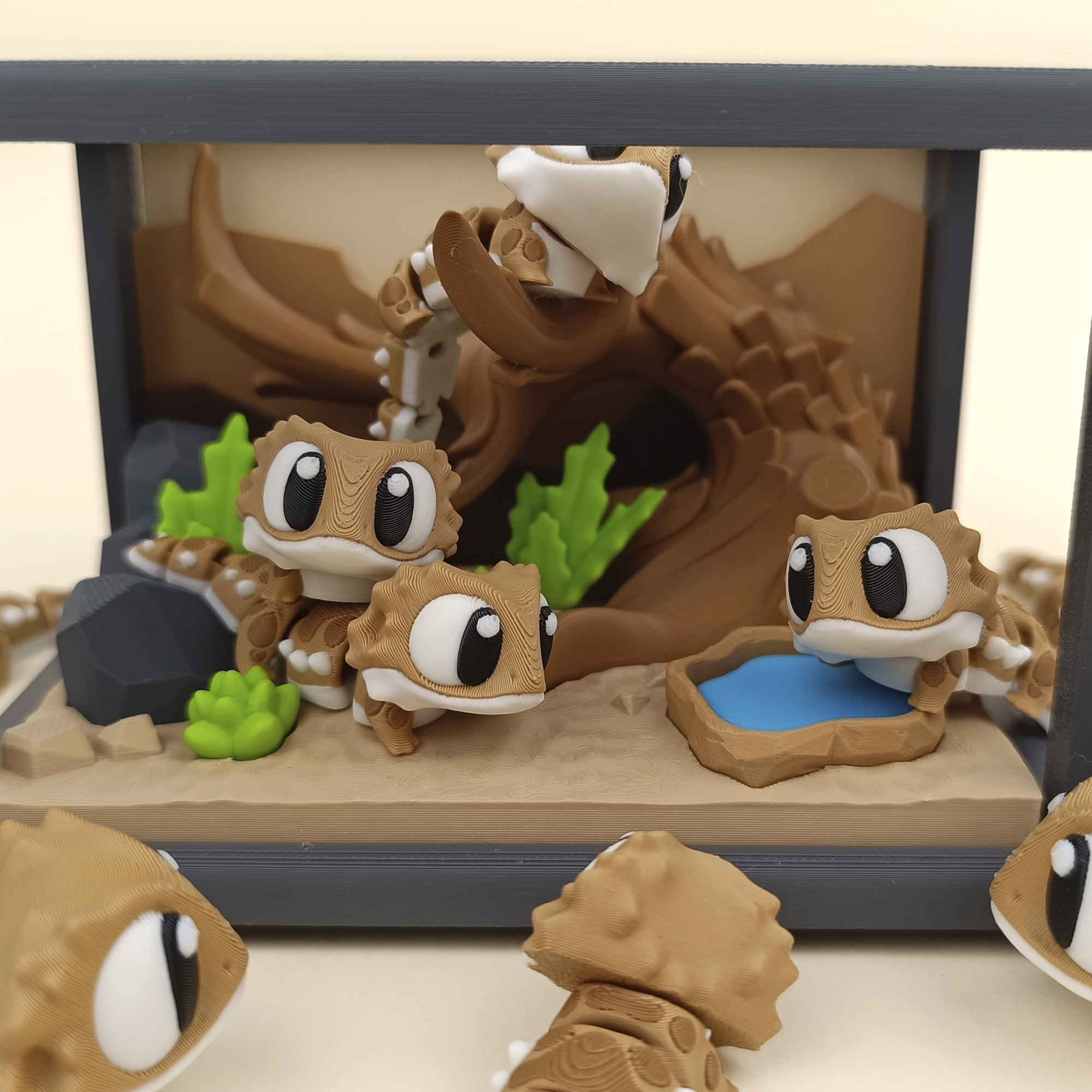 Bearded Dragon Diorama - Set 3D Terariu cu Dragon Bărbos Kawaii