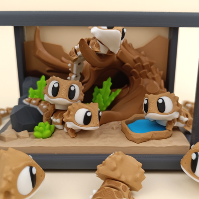 Bearded Dragon Diorama - Set 3D Terariu cu Dragon Bărbos Kawaii