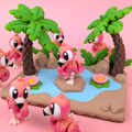 Flamingo Paradise Diorama - Set 3D Decor Tropical cu Flamingo Kawaii