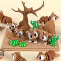 Armadillo Desert Diorama - Set 3D Decor Deșert cu Armadillo Kawaii
