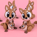 Mama Kangaroo - Figurina 3D Cangur Kawaii cu Pui în Marsupiu