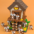Monkey Treehouse Playset - Set Diorama 3D Maimuțe Kawaii cu Căsuță