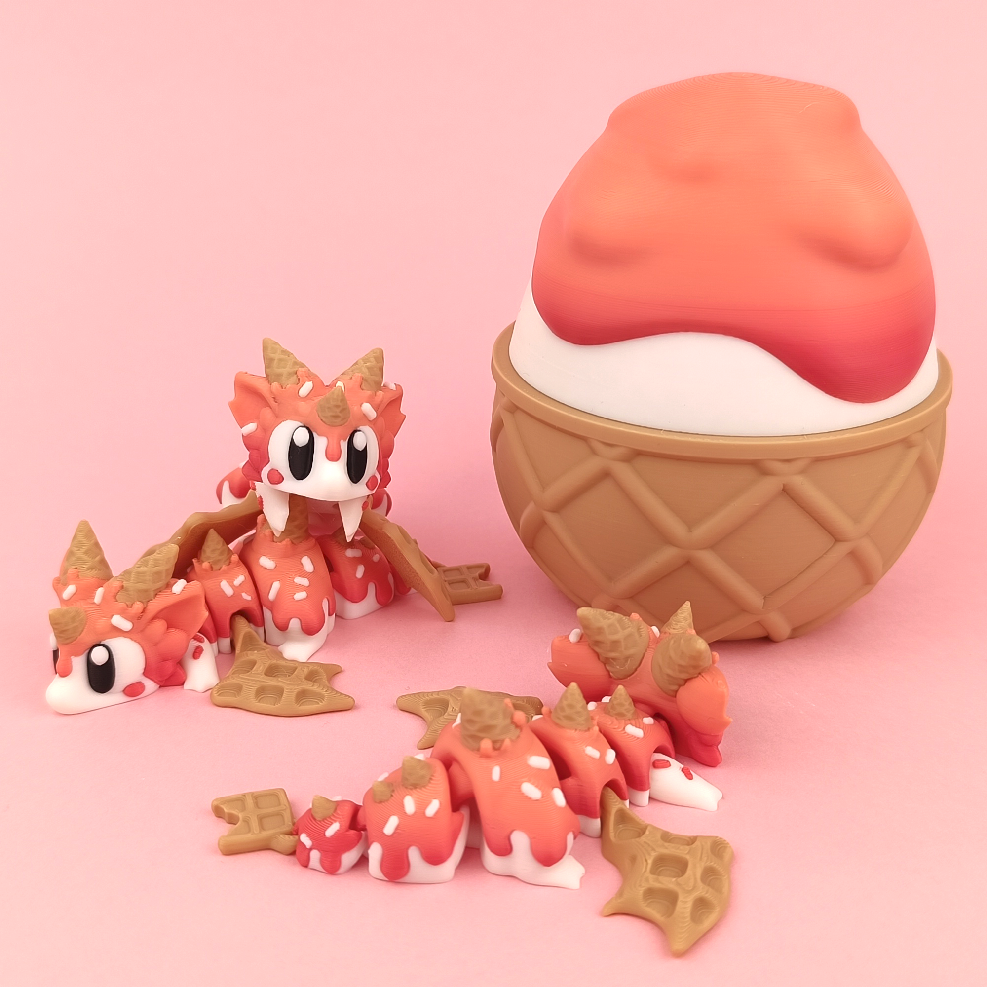 Strawberry Dragon Egg - Set 3D Dragon de Căpșună cu Ou Înghețată